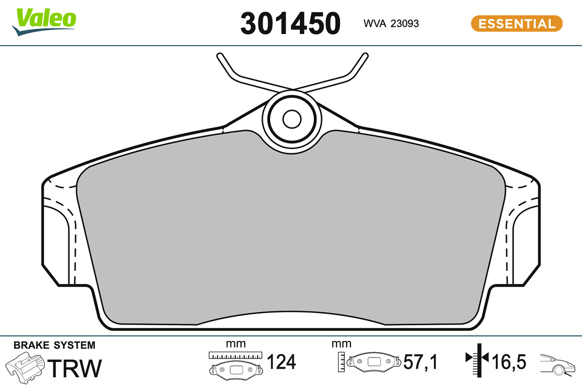 Jeu de 4 plaquettes de frein VALEO ref. 301450